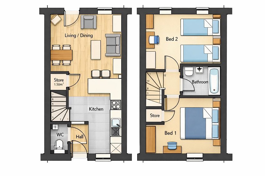 Clarendon 755 Floorplan New 2bed